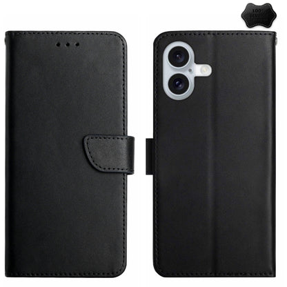 Genuine Leather Fingerprint-proof Flip Phone Case - For iPhone 16 / 15 Series