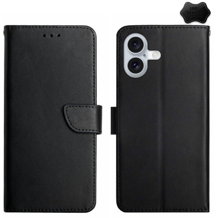 Genuine Leather Fingerprint-proof Flip Phone Case - For iPhone 16 / 15 Series