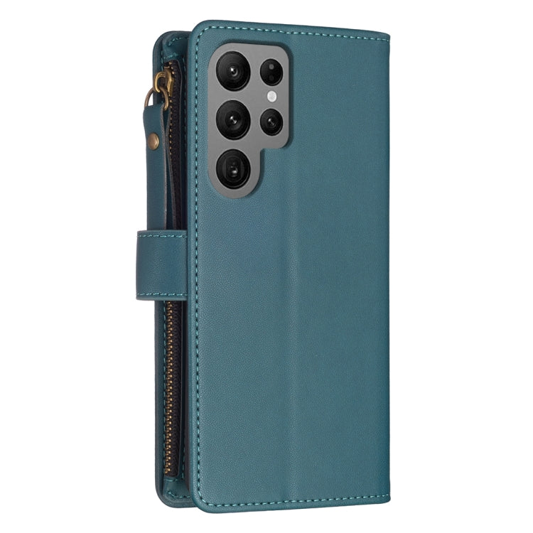 9 Card Slots Zipper Wallet Leather Flip Case - For Samsung Galaxy S23 Ultra - mosaccessories