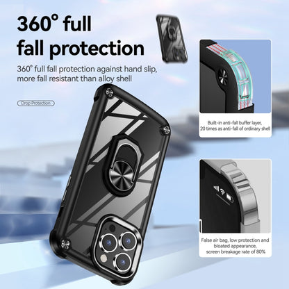 TPU + PC Lens Protection Phone Case with Ring Holder - For iPhone 15 / 15 Pro / 15 Plus