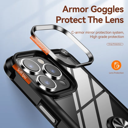 TPU + PC Lens Protection Phone Case with Ring Holder - For iPhone 15 / 15 Pro / 15 Plus