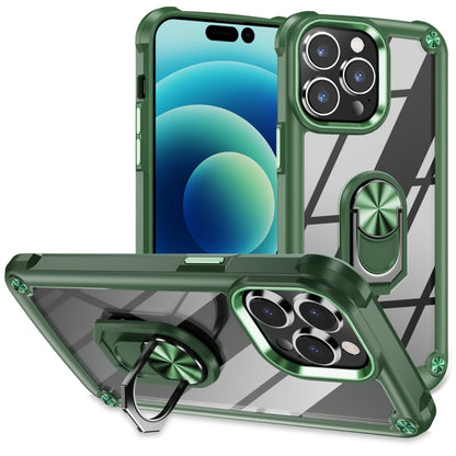 TPU + PC Lens Protection Phone Case with Ring Holder - For iPhone 15 / 15 Pro / 15 Plus