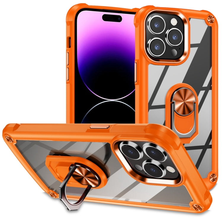 TPU + PC Lens Protection Phone Case with Ring Holder - For iPhone 15 / 15 Pro / 15 Plus