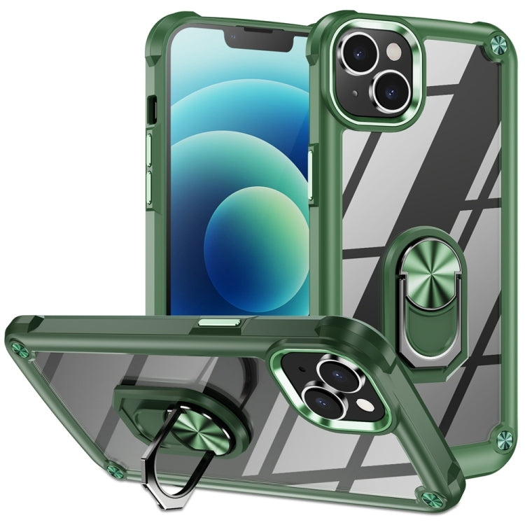 TPU + PC Lens Protection Phone Case with Ring Holder - For iPhone 15 / 15 Pro / 15 Plus