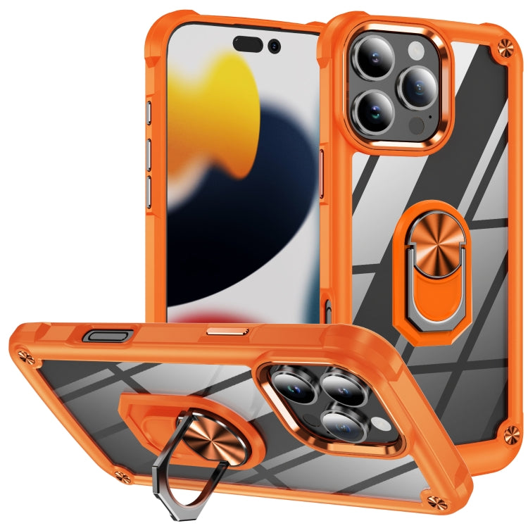 TPU + PC Lens Protection Phone Case with Ring Holder - For iPhone 16 Pro / 16 Plus / 16 / 15 Pro Max
