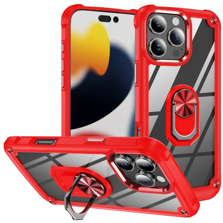 TPU + PC Lens Protection Phone Case with Ring Holder - For iPhone 16 Pro / 16 Plus / 16 / 15 Pro Max