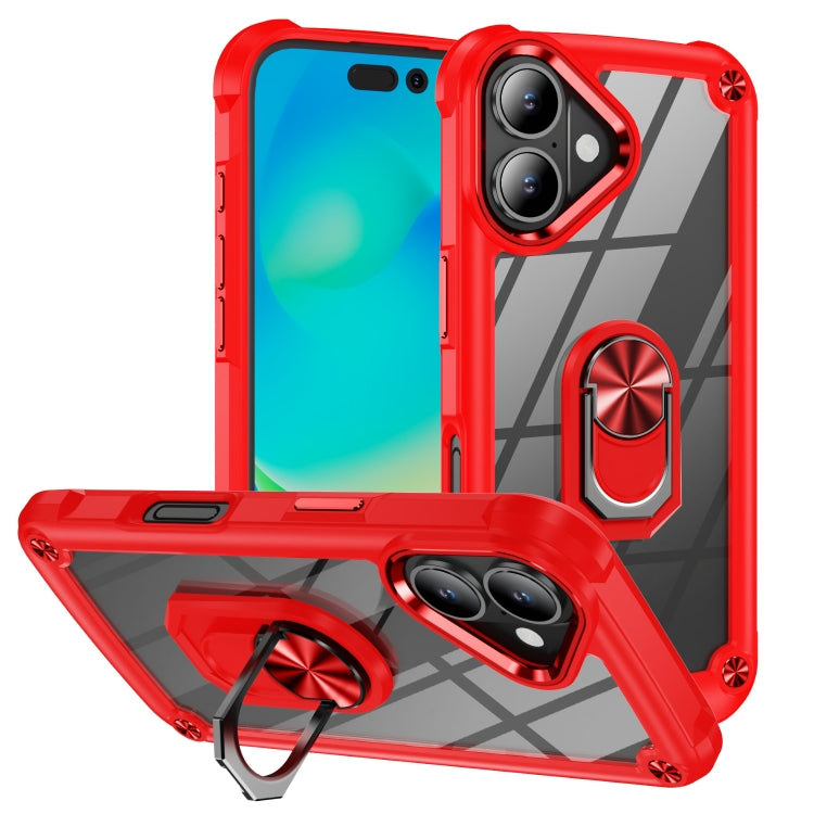 TPU + PC Lens Protection Phone Case with Ring Holder - For iPhone 16 Pro / 16 Plus / 16 / 15 Pro Max