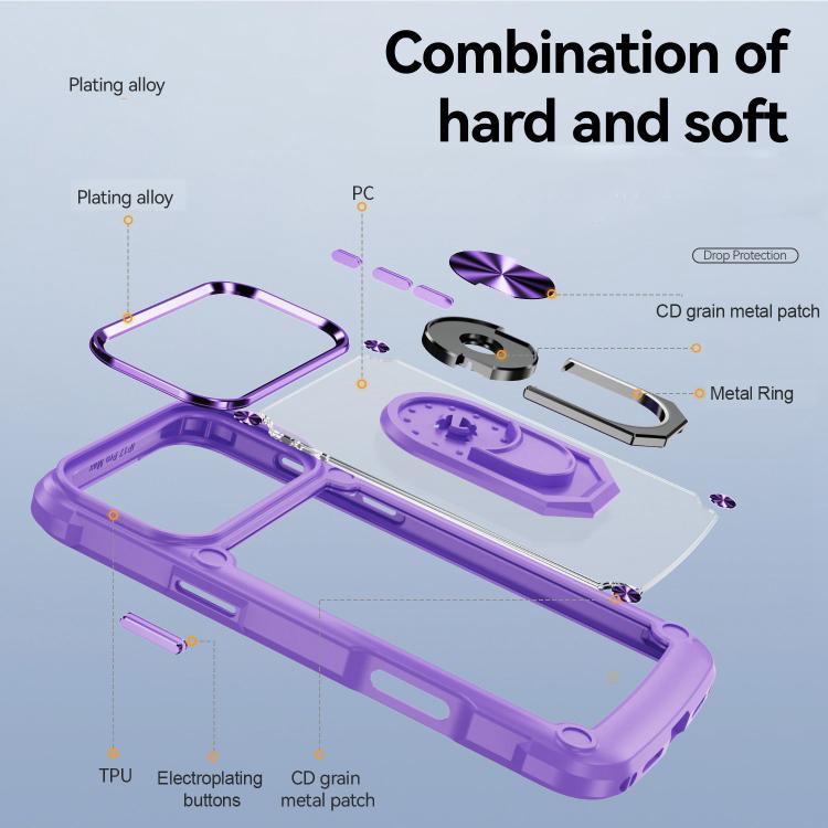 TPU + PC Lens Protection Phone Case with Ring Holder - For iPhone 17 Pro Max / Air / 16e / 17