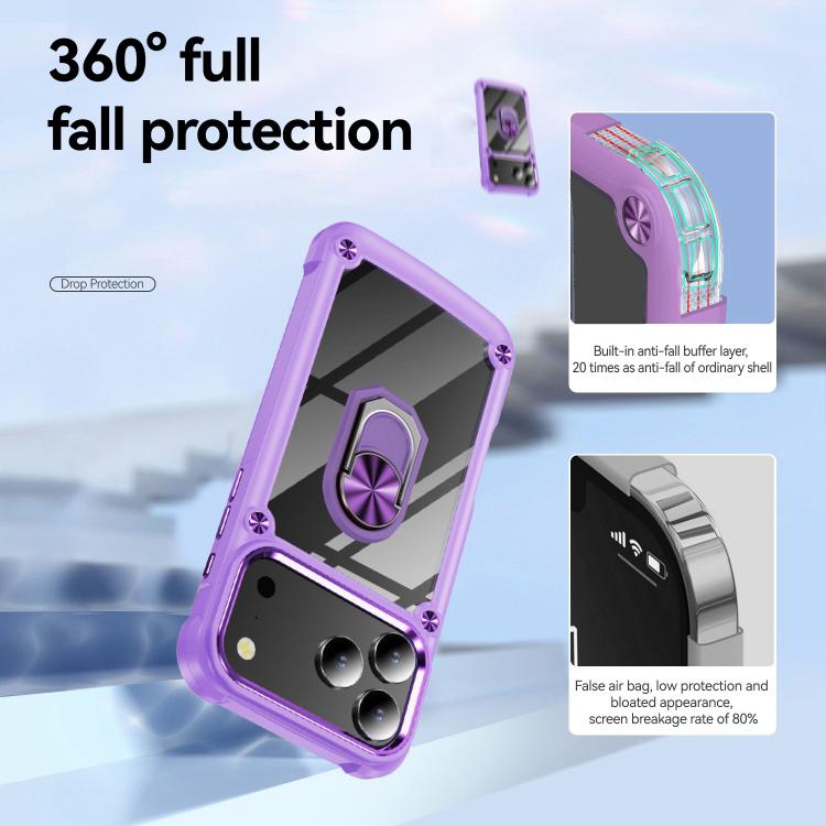 TPU + PC Lens Protection Phone Case with Ring Holder - For iPhone 17 Pro Max / Air / 16e / 17
