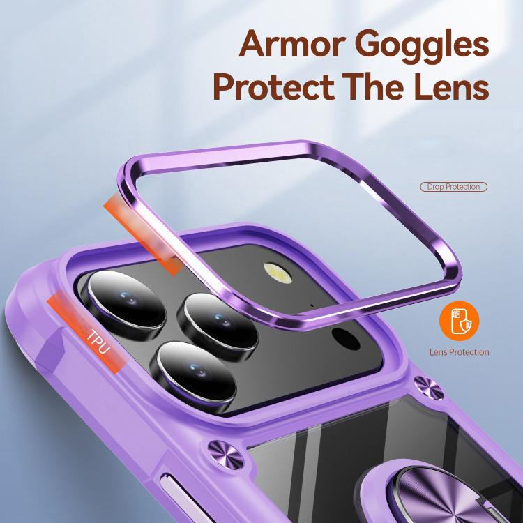 TPU + PC Lens Protection Phone Case with Ring Holder - For iPhone 17 Pro Max / Air / 16e / 17