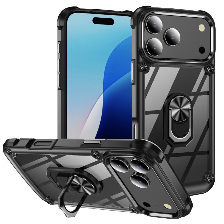 TPU + PC Lens Protection Phone Case with Ring Holder - For iPhone 17 Pro Max / Air / 16e / 17