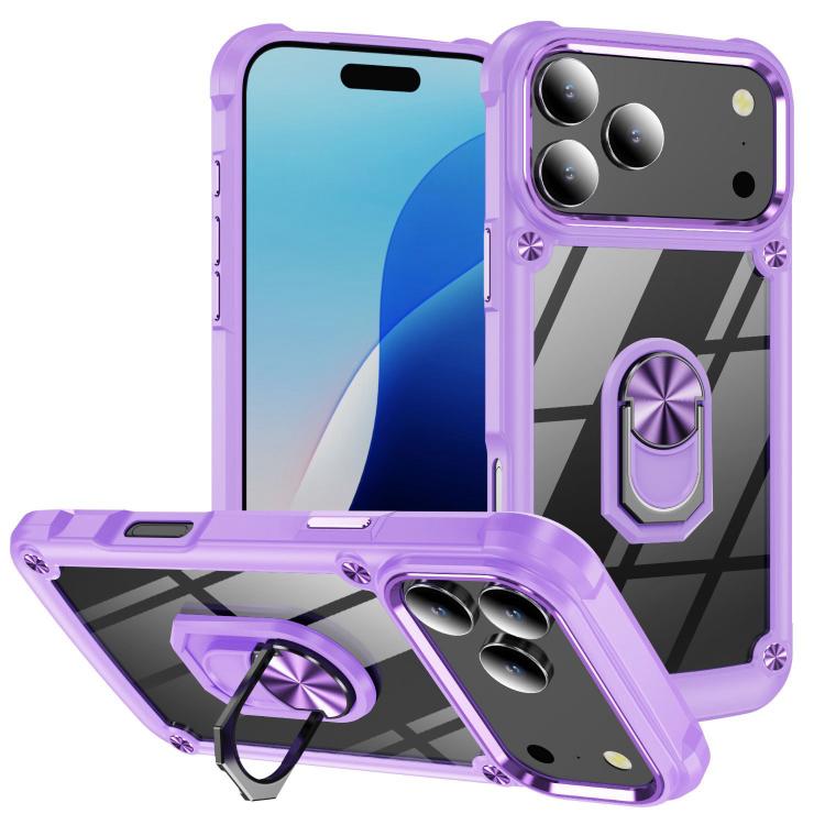 TPU + PC Lens Protection Phone Case with Ring Holder - For iPhone 17 Pro Max / Air / 16e / 17