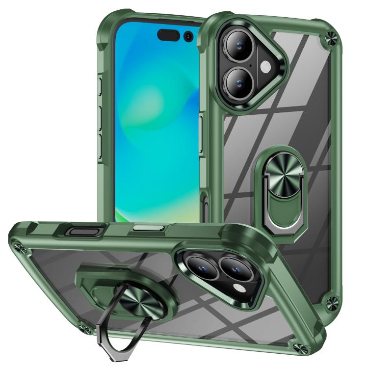 TPU + PC Lens Protection Phone Case with Ring Holder - For iPhone 17 Pro Max / Air / 16e / 17