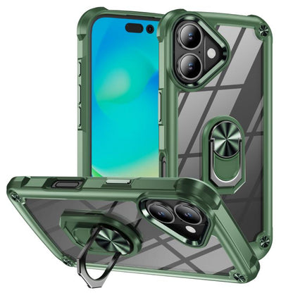 TPU + PC Lens Protection Phone Case with Ring Holder - For iPhone 17 Pro Max / Air / 16e / 17