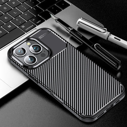 Carbon Fiber Texture Shockproof TPU Phone Case - For iPhone 16 / 15 Series