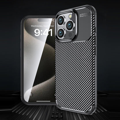 Carbon Fiber Texture Shockproof TPU Phone Case - For iPhone 16 / 15 Series