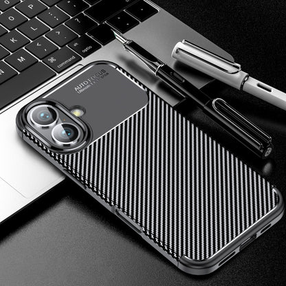 Carbon Fiber Texture Shockproof TPU Phone Case - For iPhone 16 / 15 Series