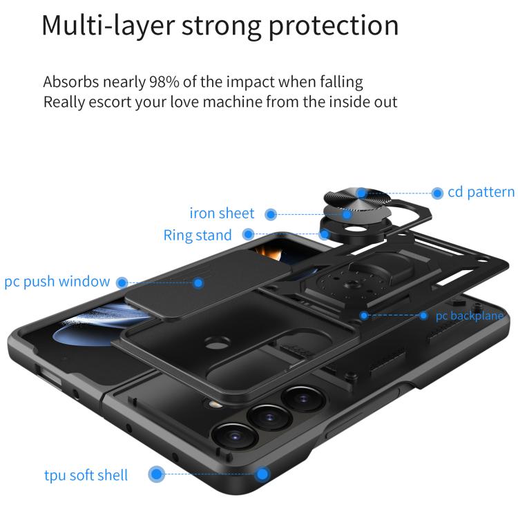 Sliding Camera Cover Design TPU+PC Phone Case - For Samsung Galaxy Z Fold8 / Fold7 / Fold6