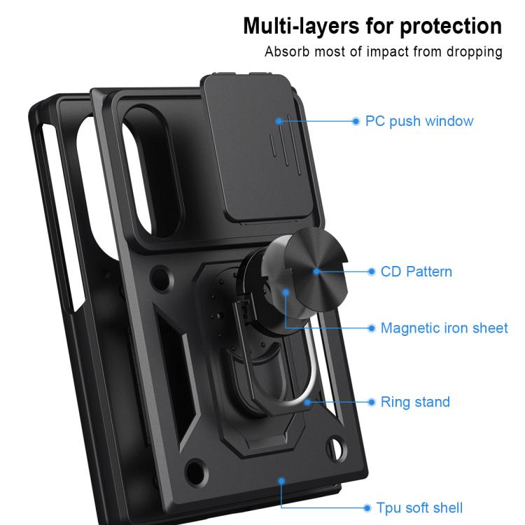 Sliding Camera Cover Design TPU+PC Phone Case - For Samsung Galaxy Z Fold8 / Fold7 / Fold6