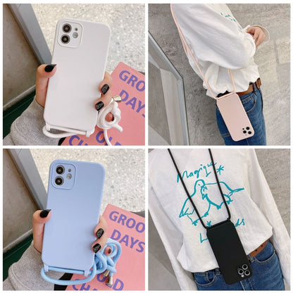 Crossbody Lanyard Liquid Silicone Case - For iPhone 15