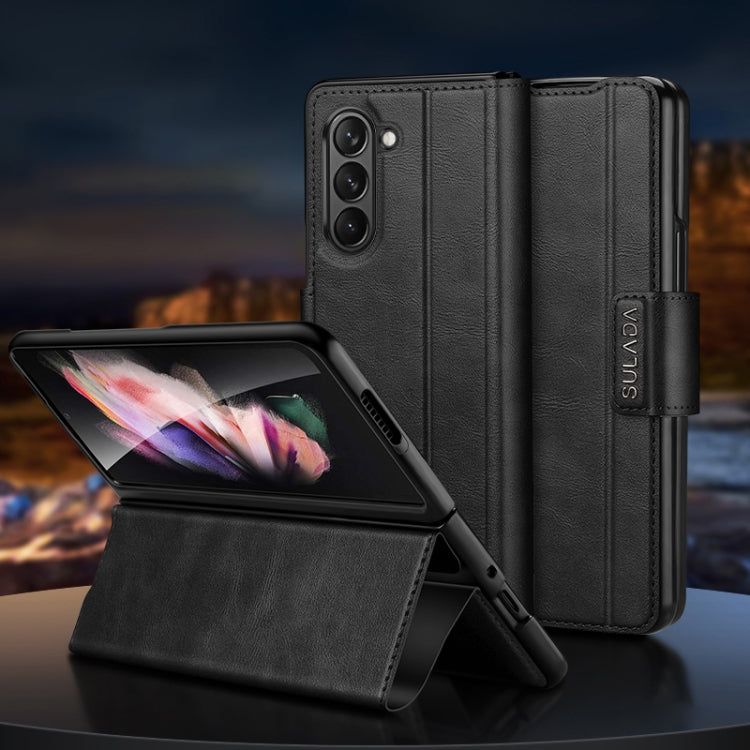 Sulada All-inclusive Magnetic Snap Flip PU Leather Black Case - For Samsung Galaxy Z Fold6 - MosAccessories.co.uk