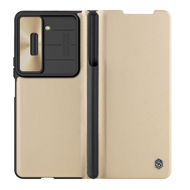Nillkin QIN Series Pro Leather Phone Case (Gold) - For Samsung Galaxy Z Fold5 - MosAccessories.co.uk