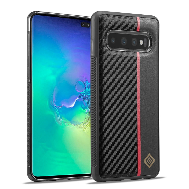 LC.IMEEKE 3 in 1 Carbon Fiber Texture Shockproof Black Phone Case - For Samsung Galaxy S10 - Mos Accessories