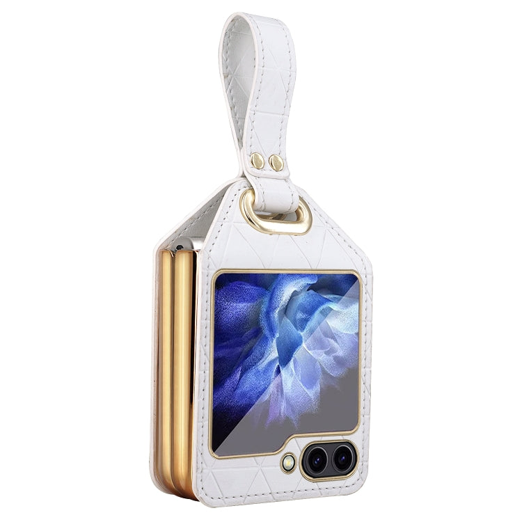 Rocky Series Wristband Holder PC Phone Case White - For Samsung Galaxy Z Flip5 - MosAccessories.co.uk