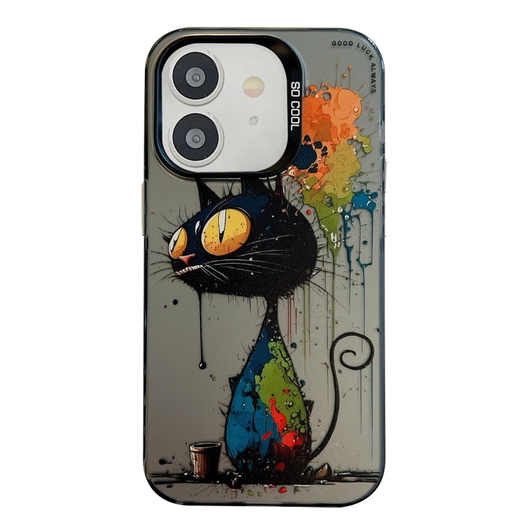 Animal Pattern Oil Painting Series PC + TPU Phone Case for iPhone 11 (Black Cat) - Mos Accessories