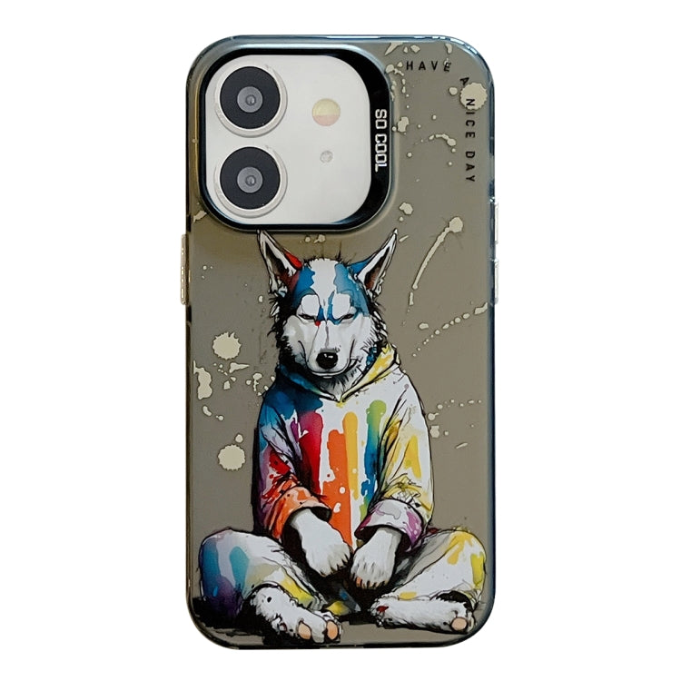 Animal Pattern Oil Painting Series PC + TPU Phone Case for iPhone 11 (Hoodie Dog) - Mos Accessories