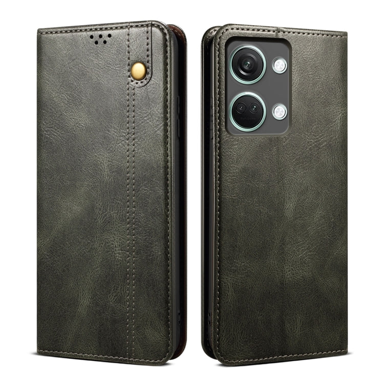 Oil Wax Crazy Horse Texture PU Leather Phone Case - For OnePlus Ace 3 / 12 / Ace 2V / Nord 3