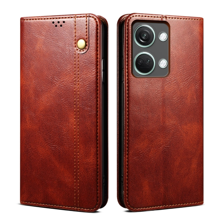 Oil Wax Crazy Horse Texture PU Leather Phone Case - For OnePlus Ace 3 / 12 / Ace 2V / Nord 3