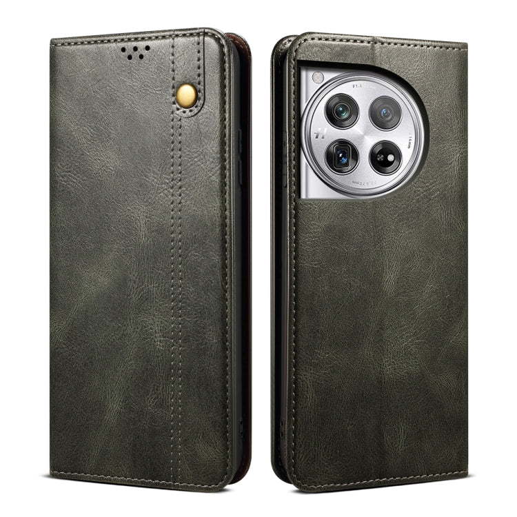 Oil Wax Crazy Horse Texture PU Leather Phone Case - For OnePlus Ace 3 / 12 / Ace 2V / Nord 3