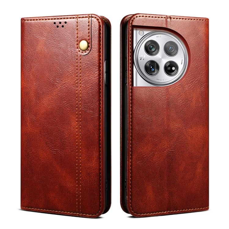 Oil Wax Crazy Horse Texture PU Leather Phone Case - For OnePlus Ace 3 / 12 / Ace 2V / Nord 3