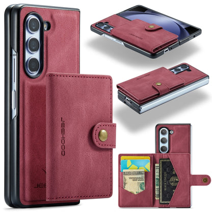 JEEHOOD Retro Magnetic Detachable Wallet Phone Case (Red) - For Samsung Galaxy Z Fold5 - MosAccessories.co.uk