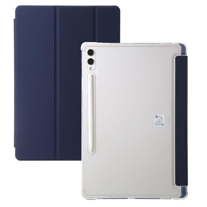 3-Fold Clear Acrylic PU Leather Tablet Case - For Samsung Galaxy Tab S10 FE / S9 FE / S9 / S10 Ultra / A9+