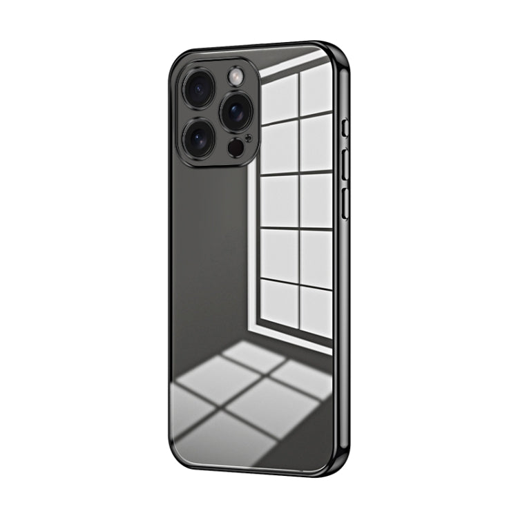 Transparent Plating Fine Hole Phone Case - For iPhone 15 / 14 and 13 Series (Black) - Mos Accessories