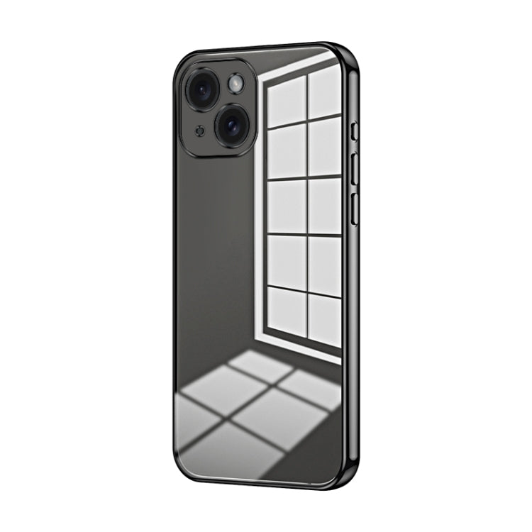 Transparent Plating Fine Hole Phone Case - For iPhone 15 / 14 and 13 Series (Black) - Mos Accessories