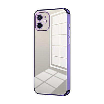 Transparent Plating Fine Hole Phone Case - For iPhone 12 (Purple) - Mos Accessories