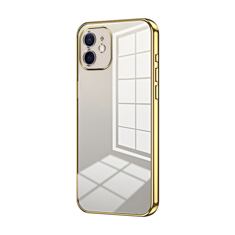 Transparent Plating Fine Hole Phone Case - For iPhone 12 (Gold) - Mos Accessories