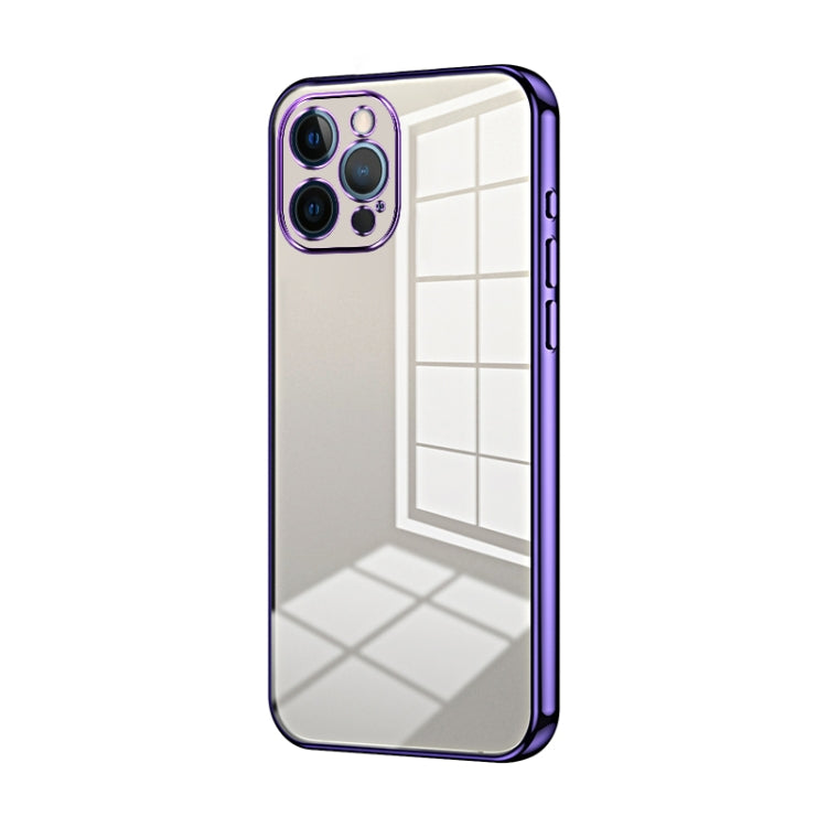 Transparent Plating Fine Hole Phone Case - For iPhone 12 Pro / 12 Pro Max (Purple) - Mos Accessories