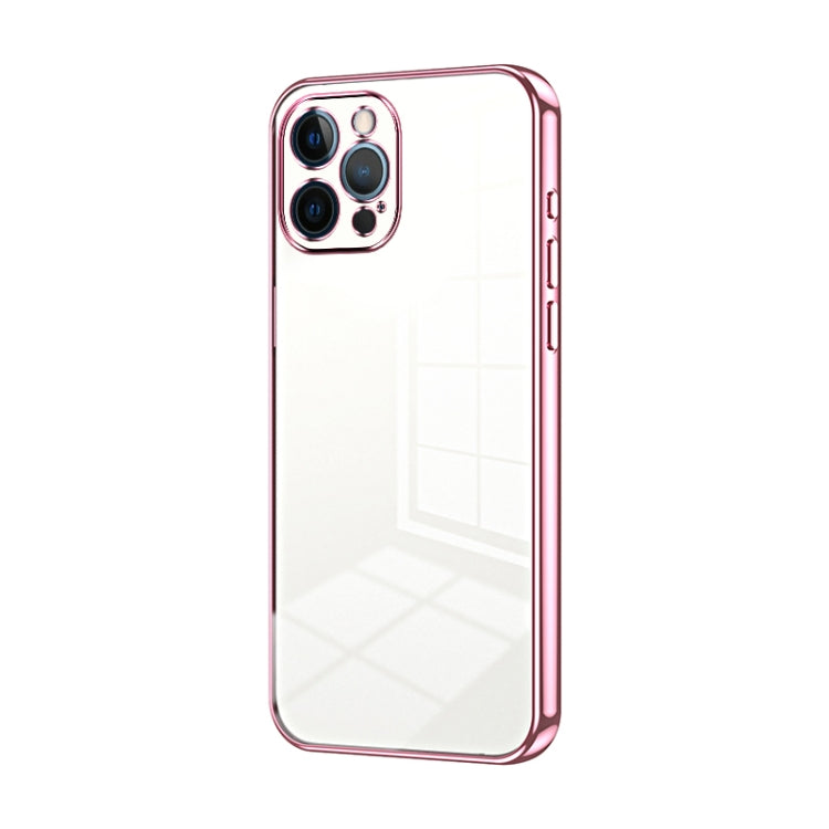 Transparent Plating Fine Hole Phone Case - For iPhone 12 Pro / 12 Pro Max (Pink) - Mos Accessories