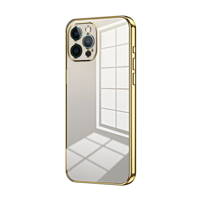 Transparent Plating Fine Hole Phone Case - For iPhone 12 Pro / 12 Pro Max (Gold) - Mos Accessories