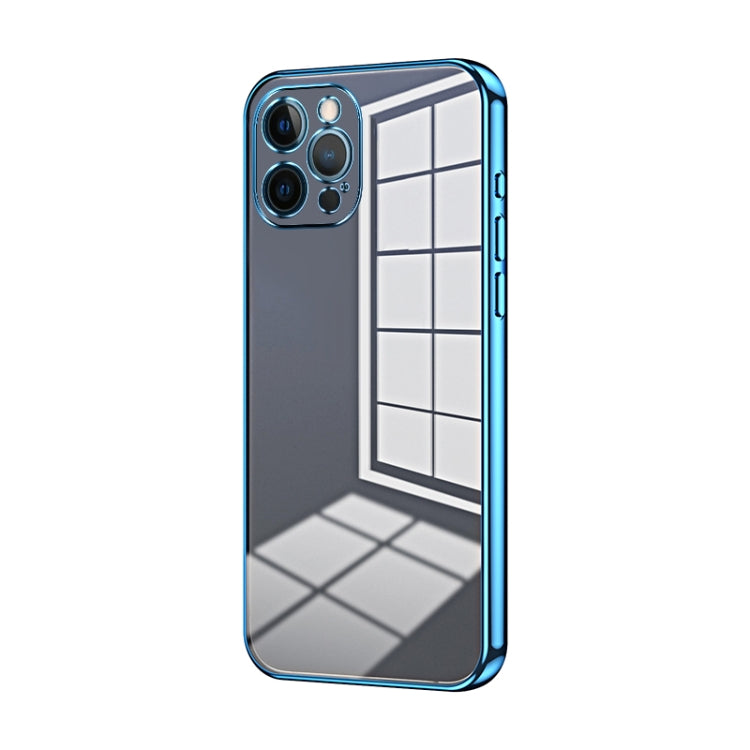 Transparent Plating Fine Hole Phone Case - For iPhone 12 Pro / 12 Pro Max (Blue) - Mos Accessories