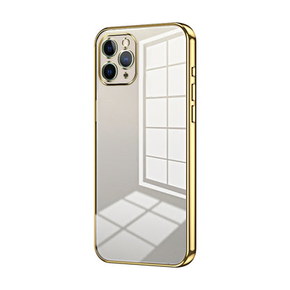 Transparent Plating Fine Hole Phone Case - For iPhone 11 Pro / 11 Pro Max (Gold) - Mos Accessories