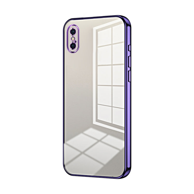 Transparent Plating Fine Hole Phone Case - For iPhone X / Xs / Xs Max (Purple) - Mos Accessories