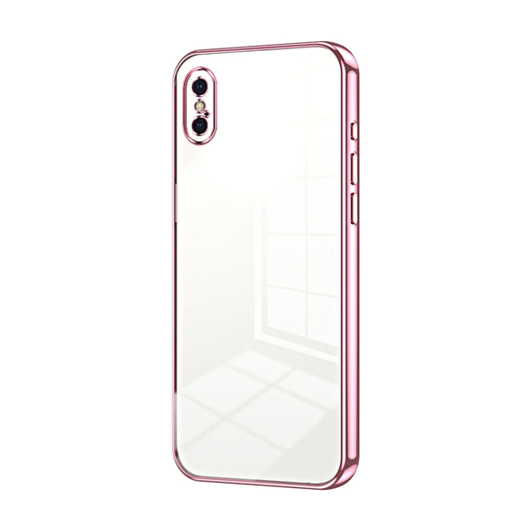 Transparent Plating Fine Hole Phone Case - For iPhone X / Xs / Xs Max (Pink) - Mos Accessories