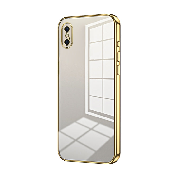 Transparent Plating Fine Hole Phone Case - For iPhone X / Xs / Xs Max (Gold) - Mos Accessories