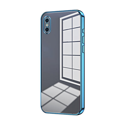 Transparent Plating Fine Hole Phone Case - For iPhone X / Xs / Xs Max (Blue) - Mos Accessories