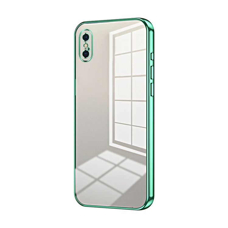 Transparent Plating Fine Hole Phone Case - For iPhone X / Xs / Xs Max (Green) - Mos Accessories